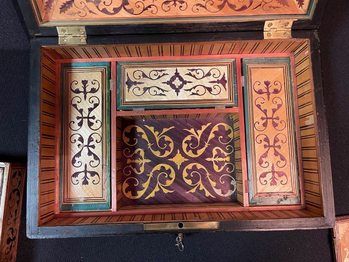 Mahogany And Straw Marquetry Box-photo-3