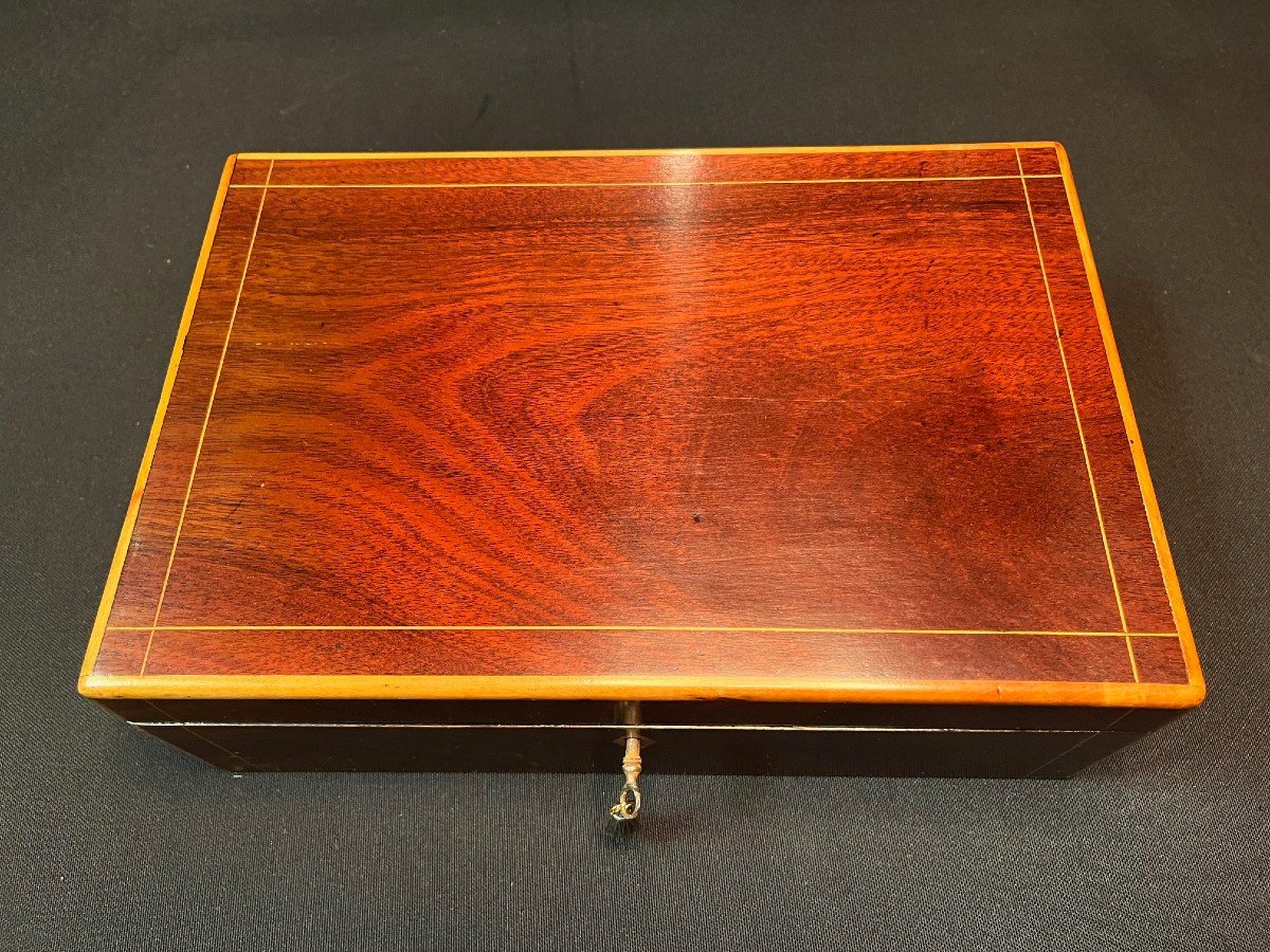 Mahogany And Straw Marquetry Box-photo-4