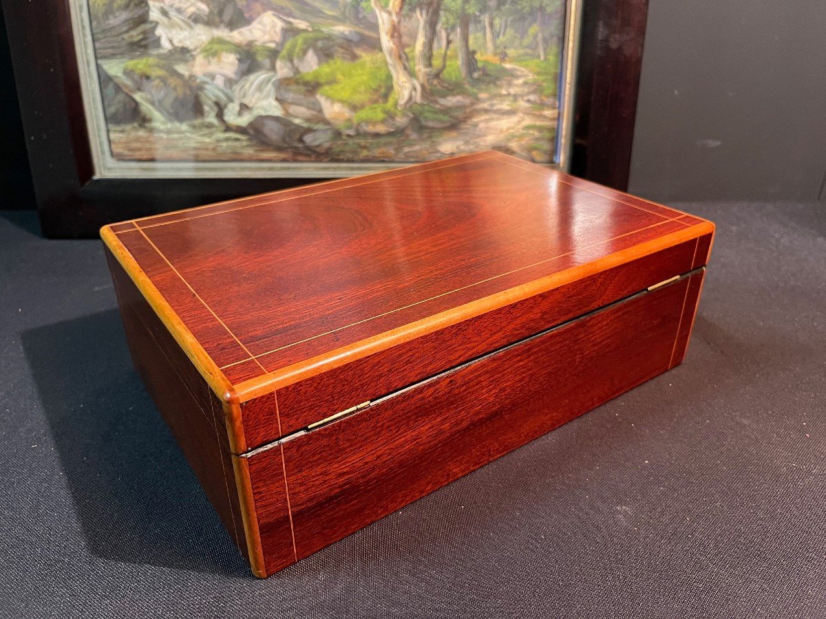 Mahogany And Straw Marquetry Box-photo-6