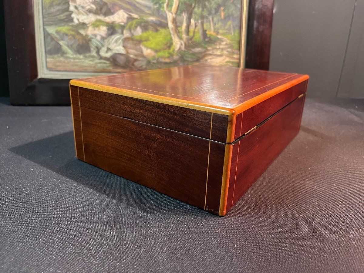 Mahogany And Straw Marquetry Box-photo-7