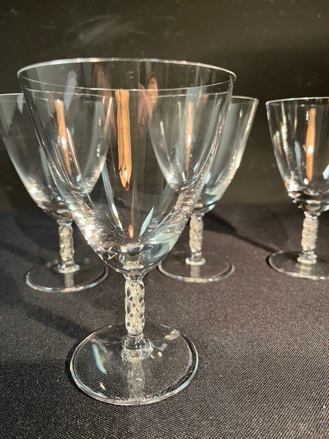 5 Crystal Water Glasses "lalique France", Guebwiller Model-photo-3