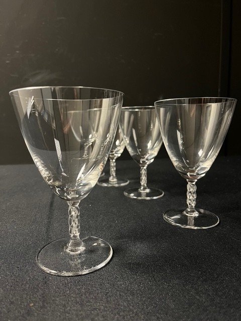 5 Crystal Water Glasses "lalique France", Guebwiller Model-photo-4