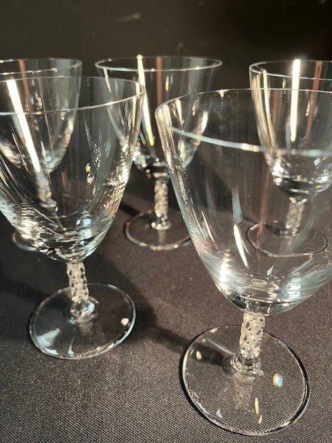 5 Crystal Water Glasses "lalique France", Guebwiller Model-photo-1