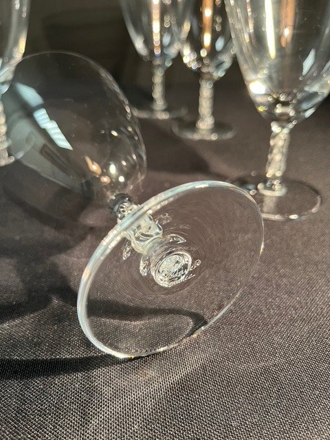 5 Crystal Water Glasses "lalique France", Guebwiller Model-photo-3