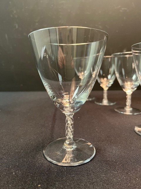 5 Crystal Water Glasses "lalique France", Guebwiller Model-photo-8