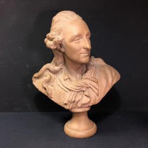 Large Terracotta Bust Of A Man Dressed Like In Louis XV Period