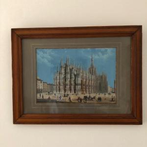 Gouache On Engraved Lines, Piazza Del Duomo In Milano, Italy