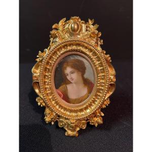 Miniature And Frame Of The Maison Alphonse Giroux In Paris (1776-1848)