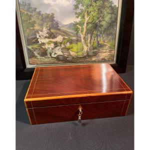 Mahogany And Straw Marquetry Box