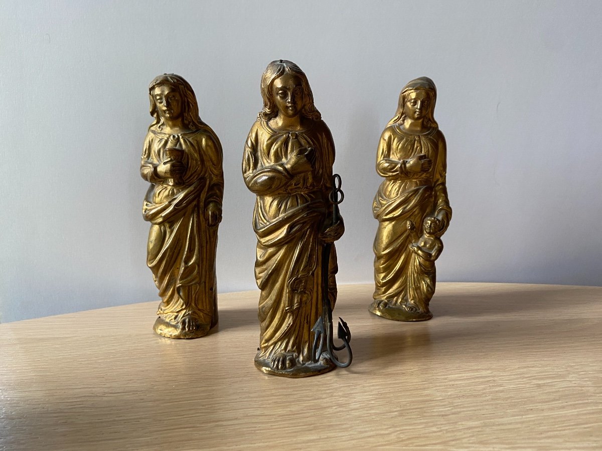 3 Statuettes: The Theological Virtues 17 Century