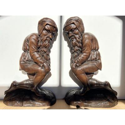 Pair Of Oak Sculpture