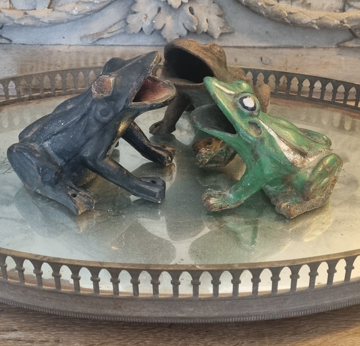 Three Cast Iron Frogs