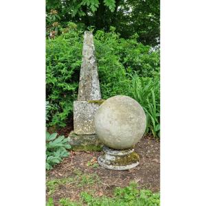 Large Cement Ball On A Marble Base