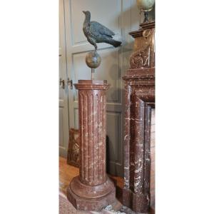 Wooden Column With Faux Marble Decor