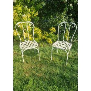 Pretty Pair Of Wrought Iron Chairs From The XIX Iém