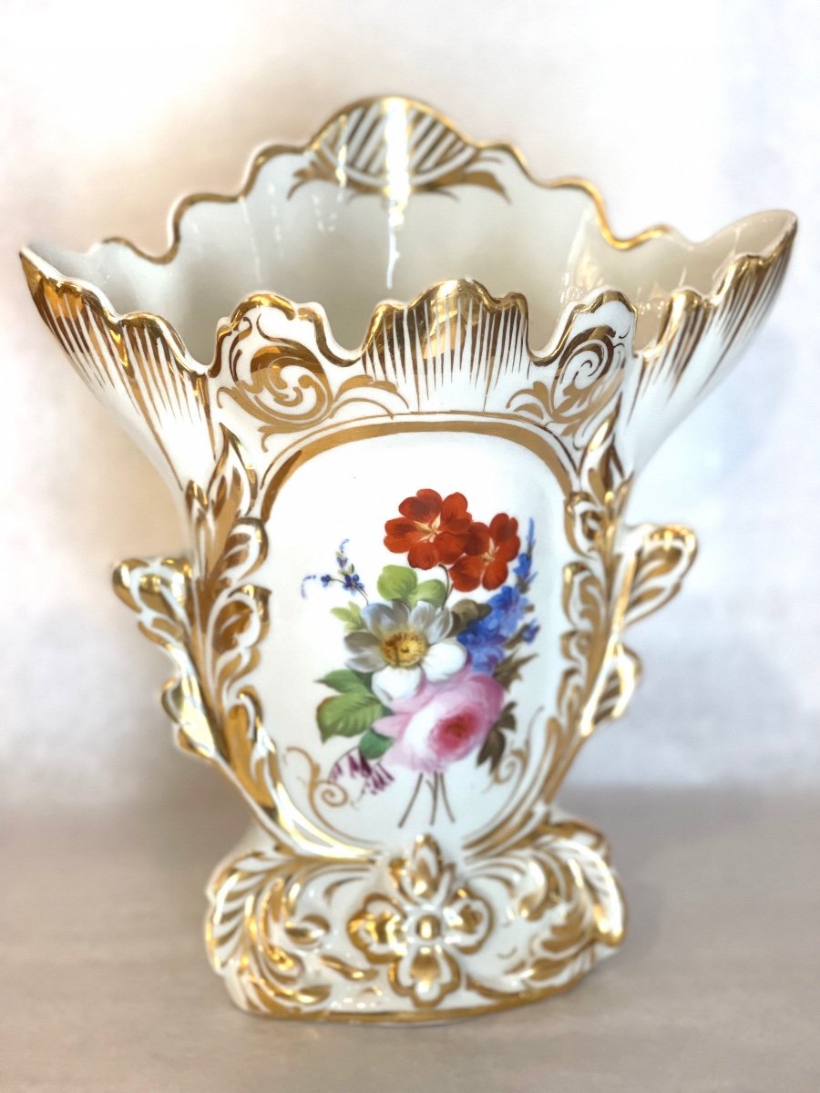 Paire De Vases De Cheminée Ou De Mariée Porcelaine De Paris -photo-2