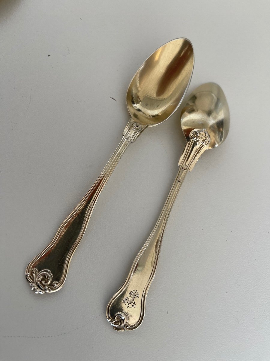 11 Small Spoons Silver Vermeil Ej-photo-4