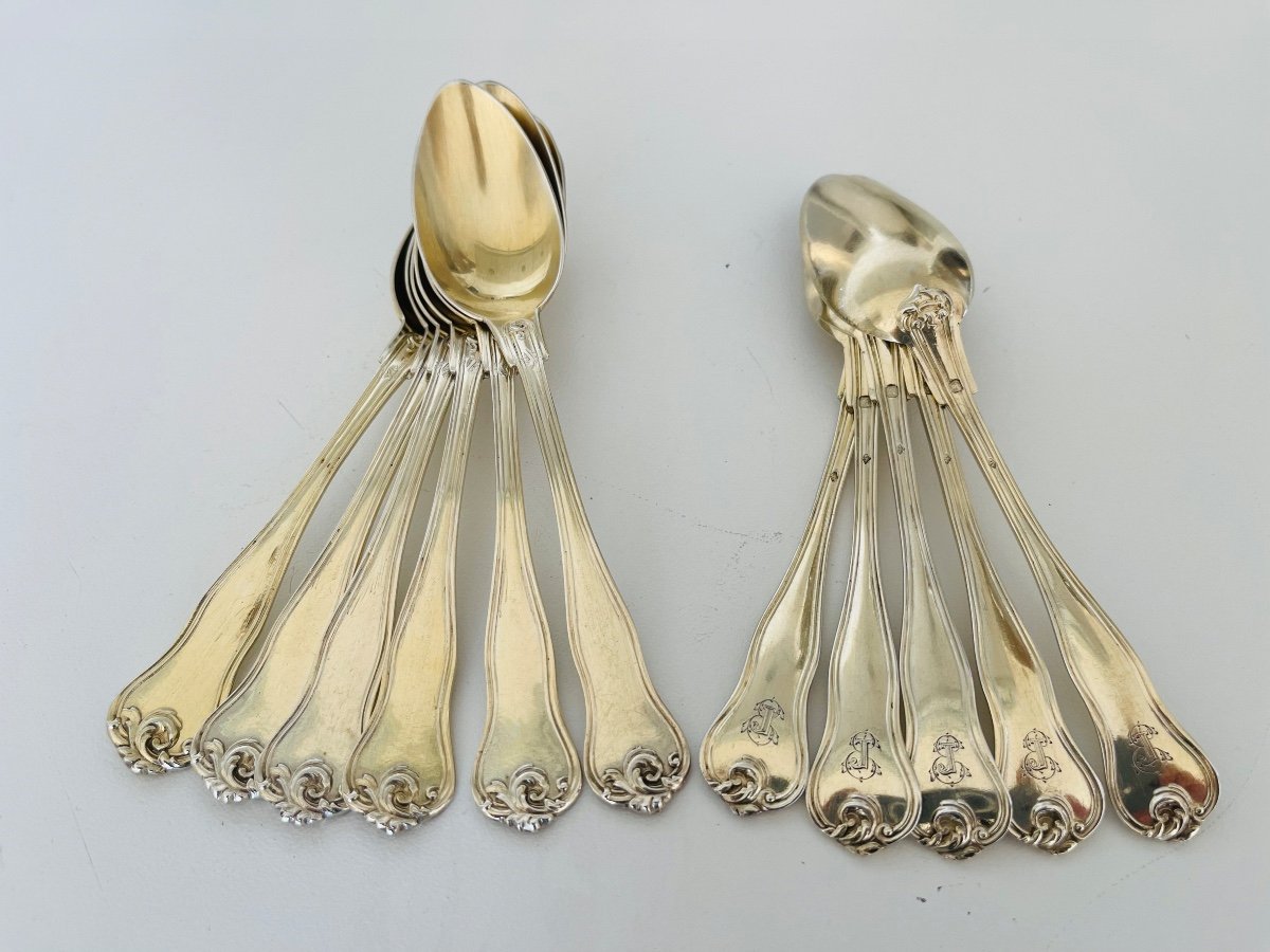 11 Small Spoons Silver Vermeil Ej-photo-4