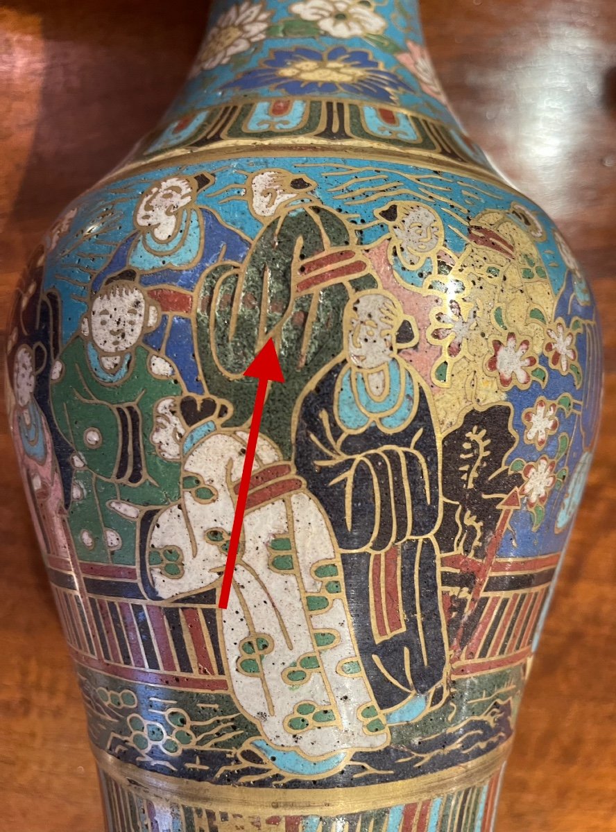 Vase Bronze Cloisonné Asie Chine -photo-2