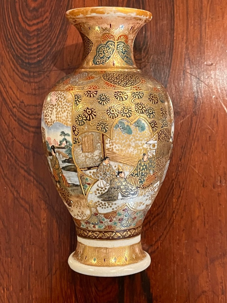 Satsuma Japon Petit Vase Signature Shimazu 12cm-photo-2