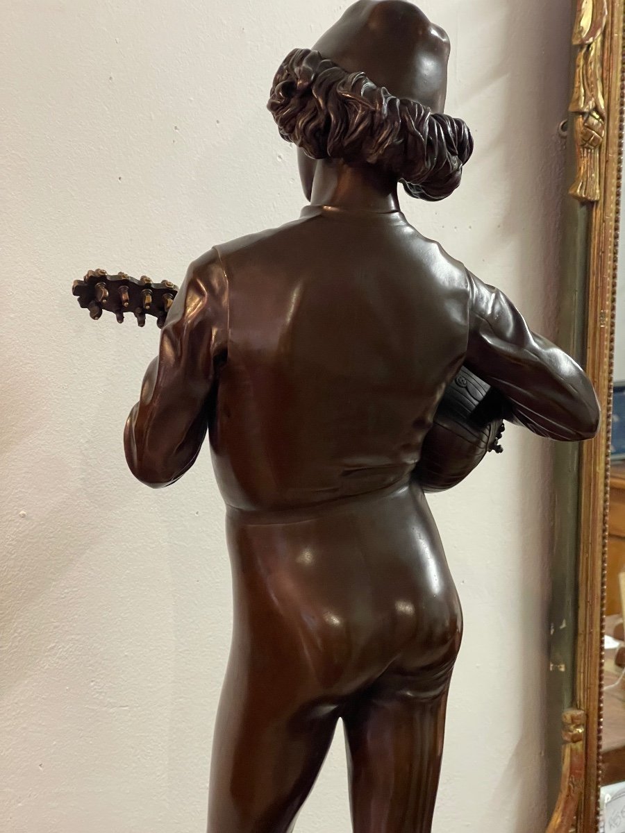 Bronze The Florentine Singer By Paul Dubois Barbedienne Fondeur-photo-3