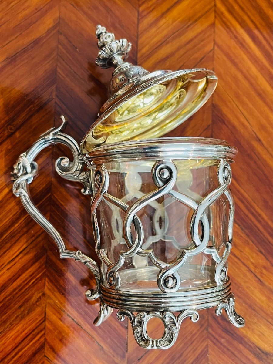 XIX Silver Mustard Pot With Faun Or Satyr Head