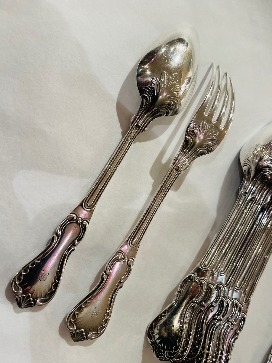 10 Silver Dessert Cutlery Minerva 19th Century Rocaille-photo-3