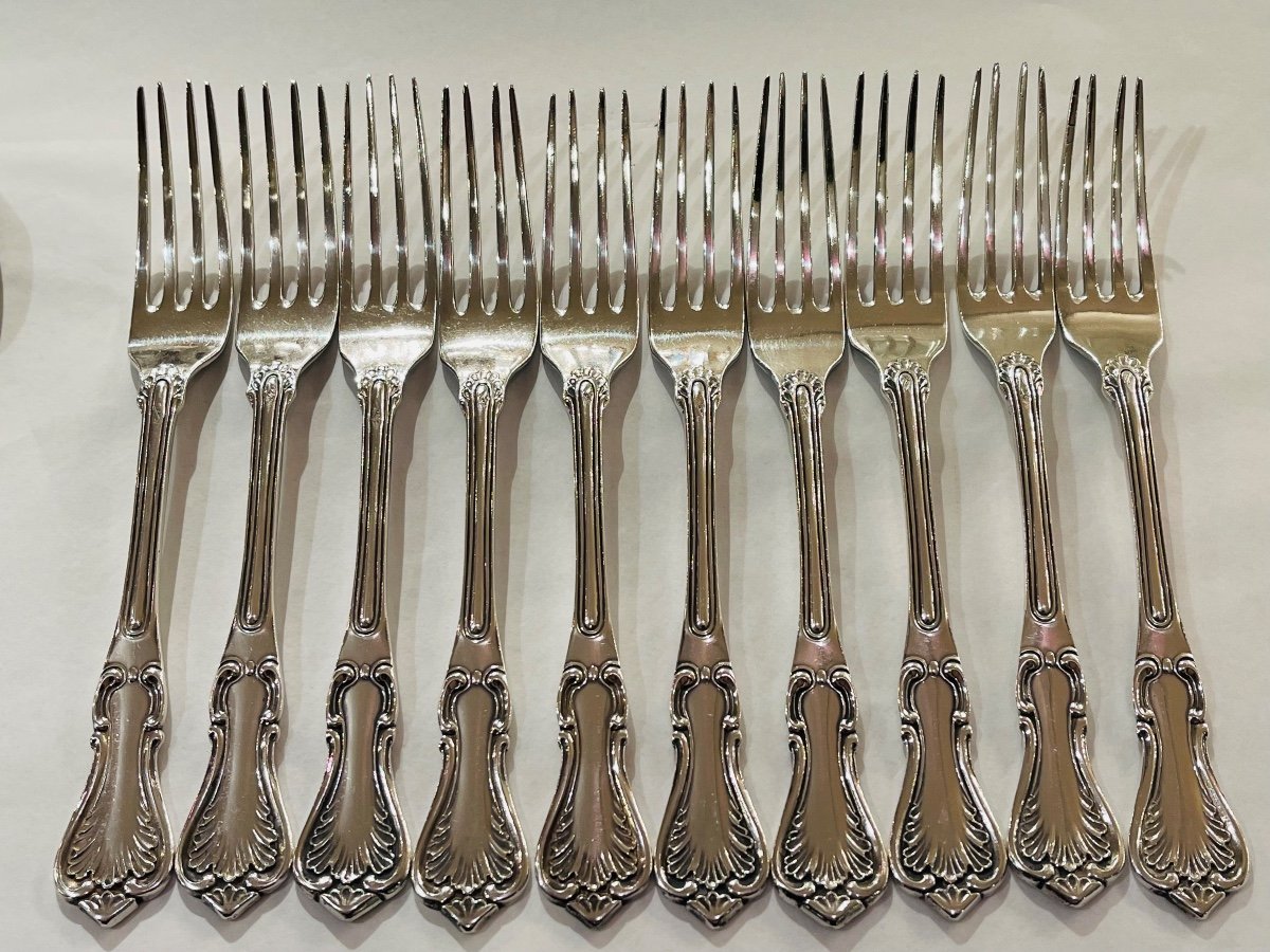 10 Silver Dessert Cutlery Minerva 19th Century Rocaille-photo-4