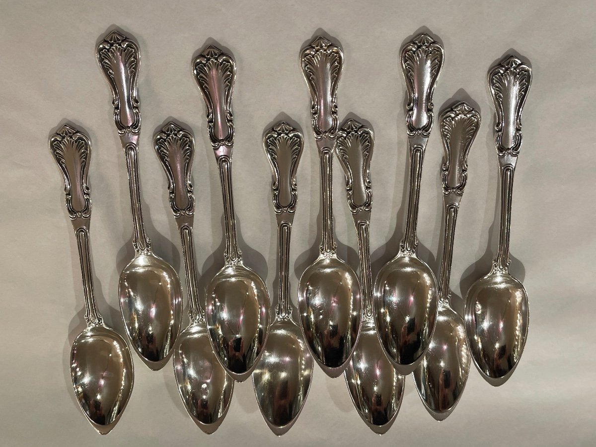 10 Silver Dessert Cutlery Minerva 19th Century Rocaille-photo-5