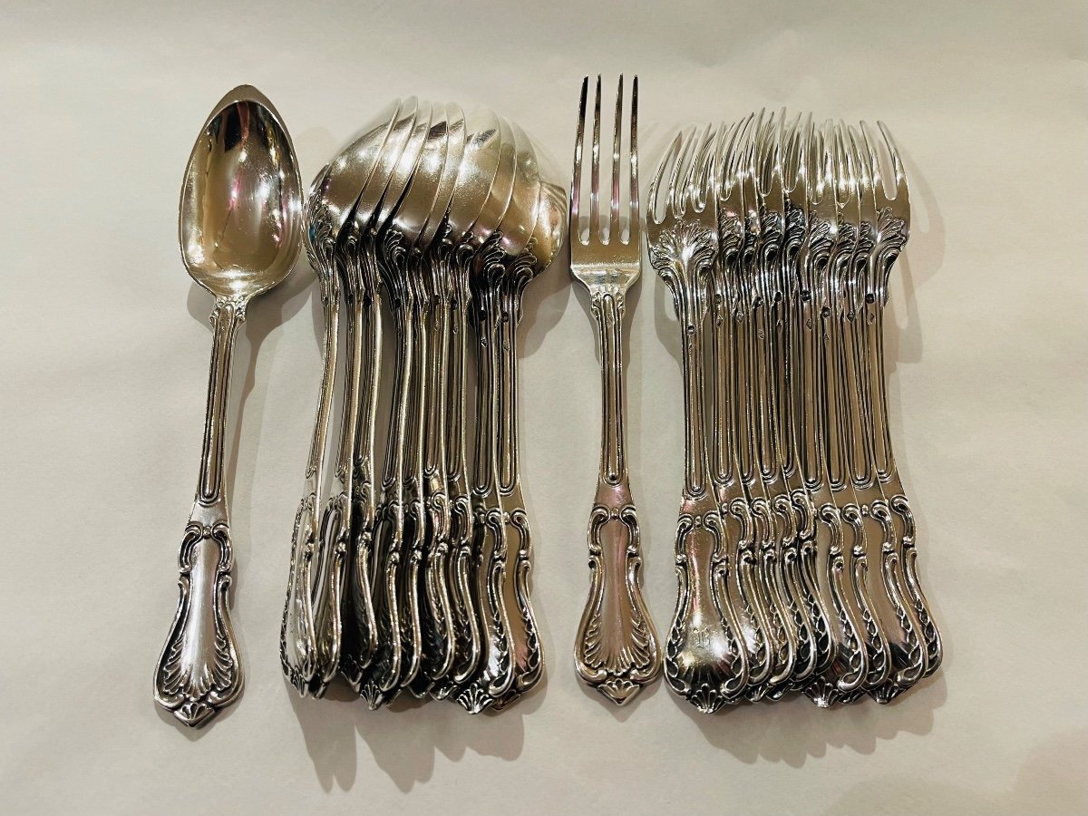 10 Silver Dessert Cutlery Minerva 19th Century Rocaille