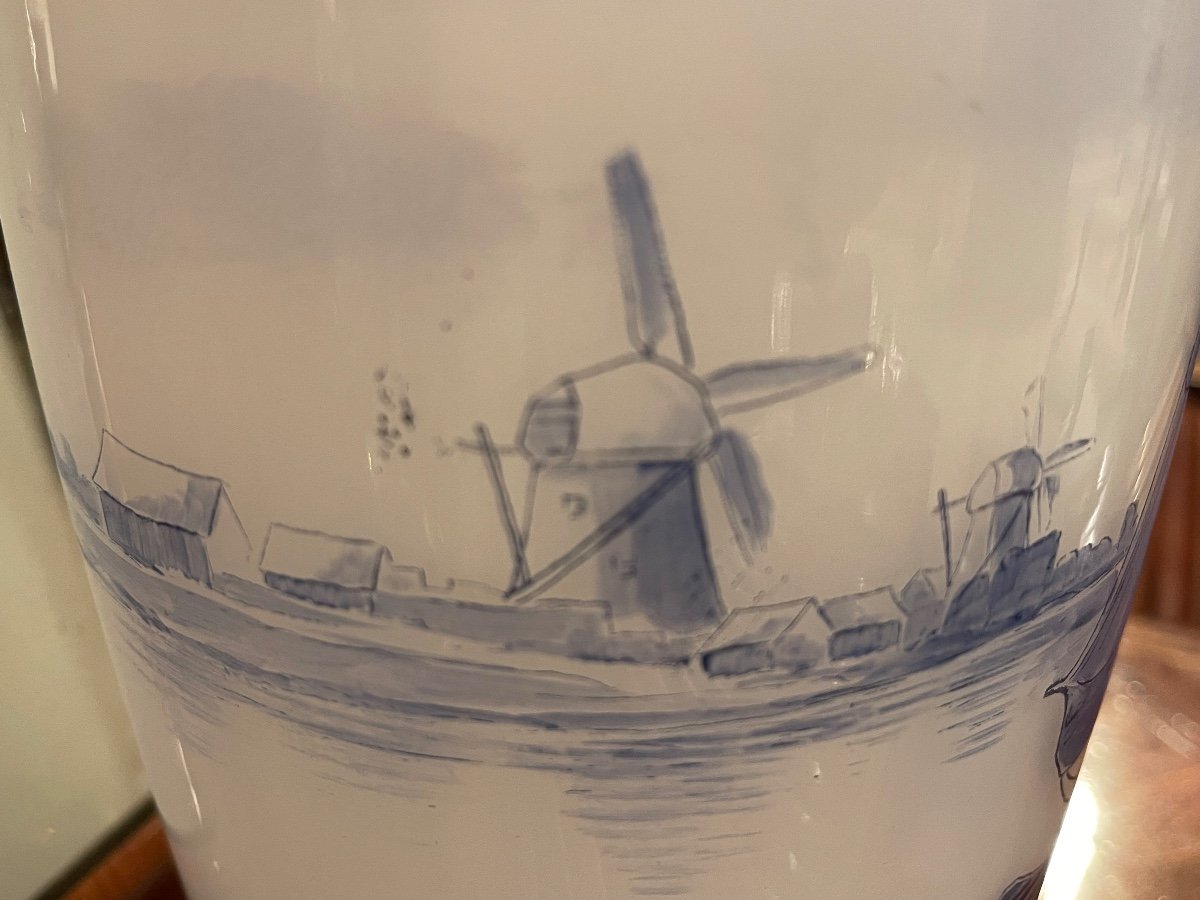 Legras Et Cie Delft Decor Vase In Opaline Sailboat And Mills Decor-photo-2