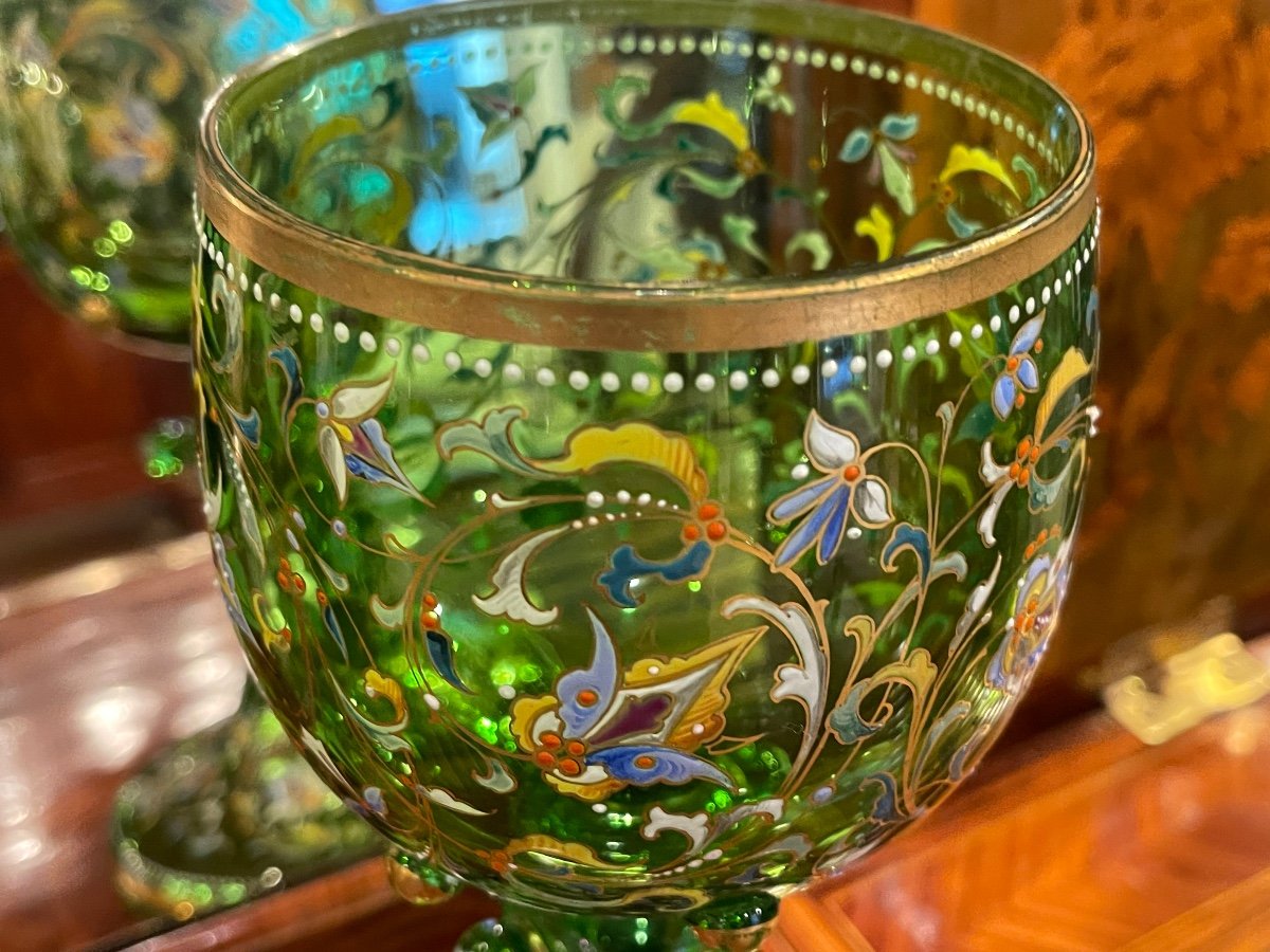 Grand Calice Verre De Bohème Emaillé Et Doré Karlsbad-photo-2