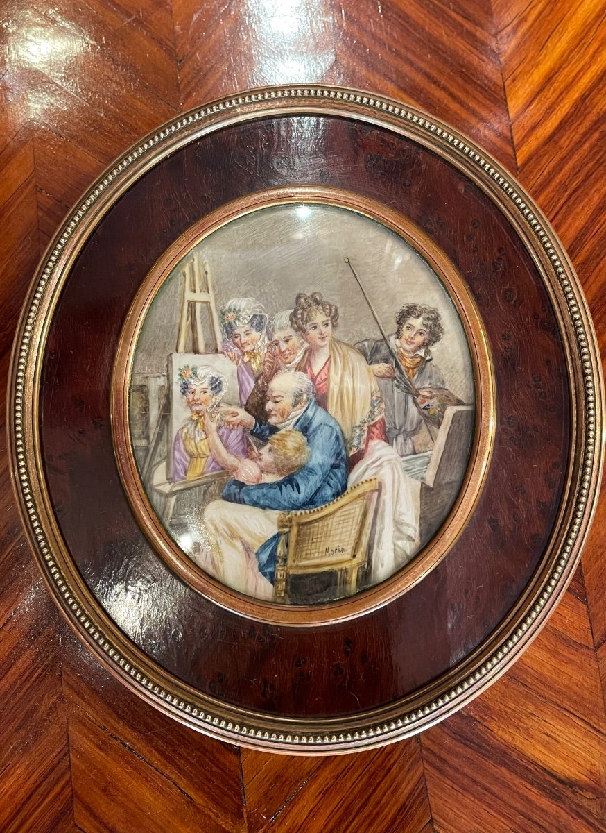 Miniature D’après Boilly Famille Dans L’atelier D’artiste. 