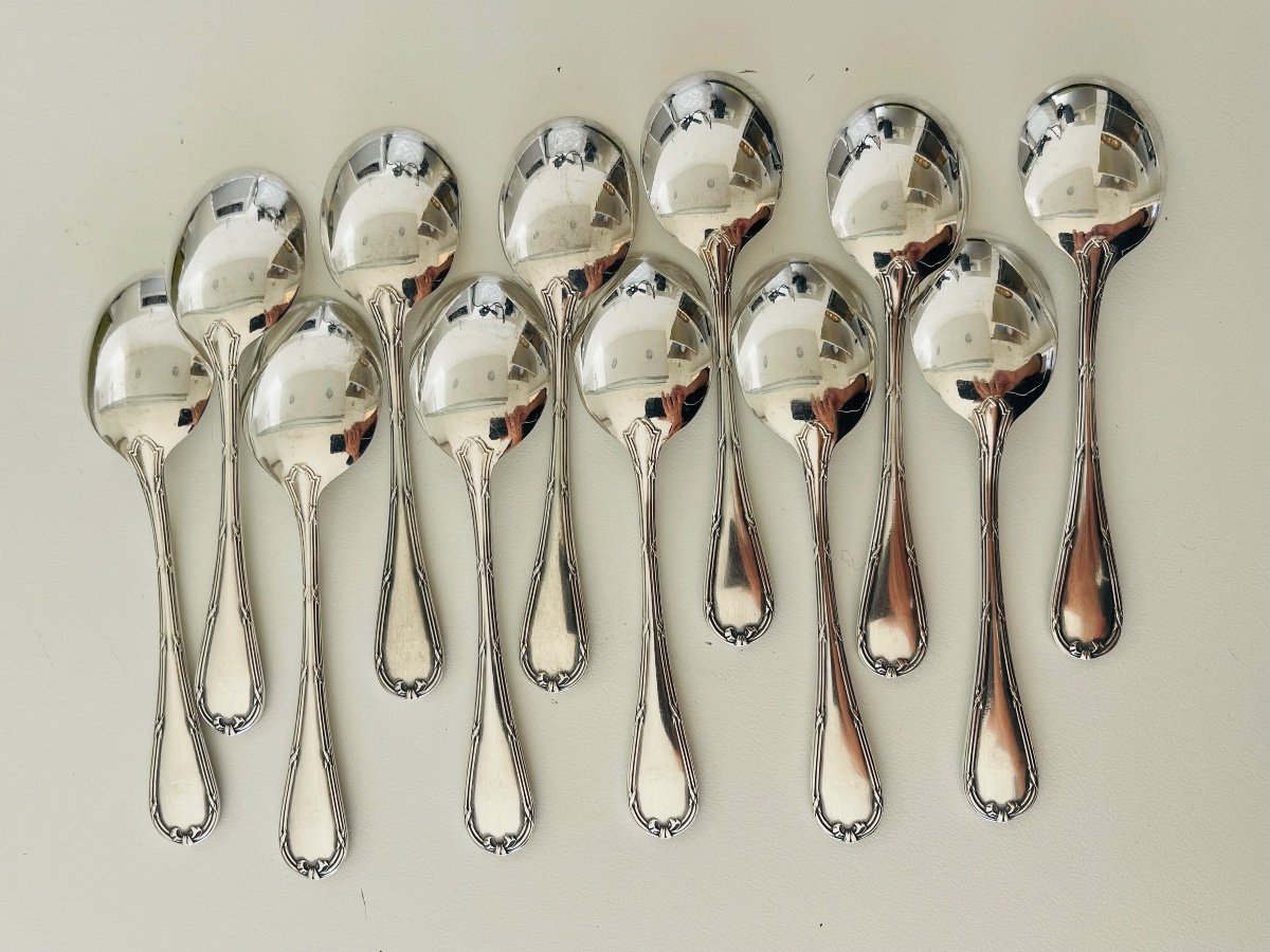 Christofle Rubans 12 Silver Metal Lace Spoons -photo-4