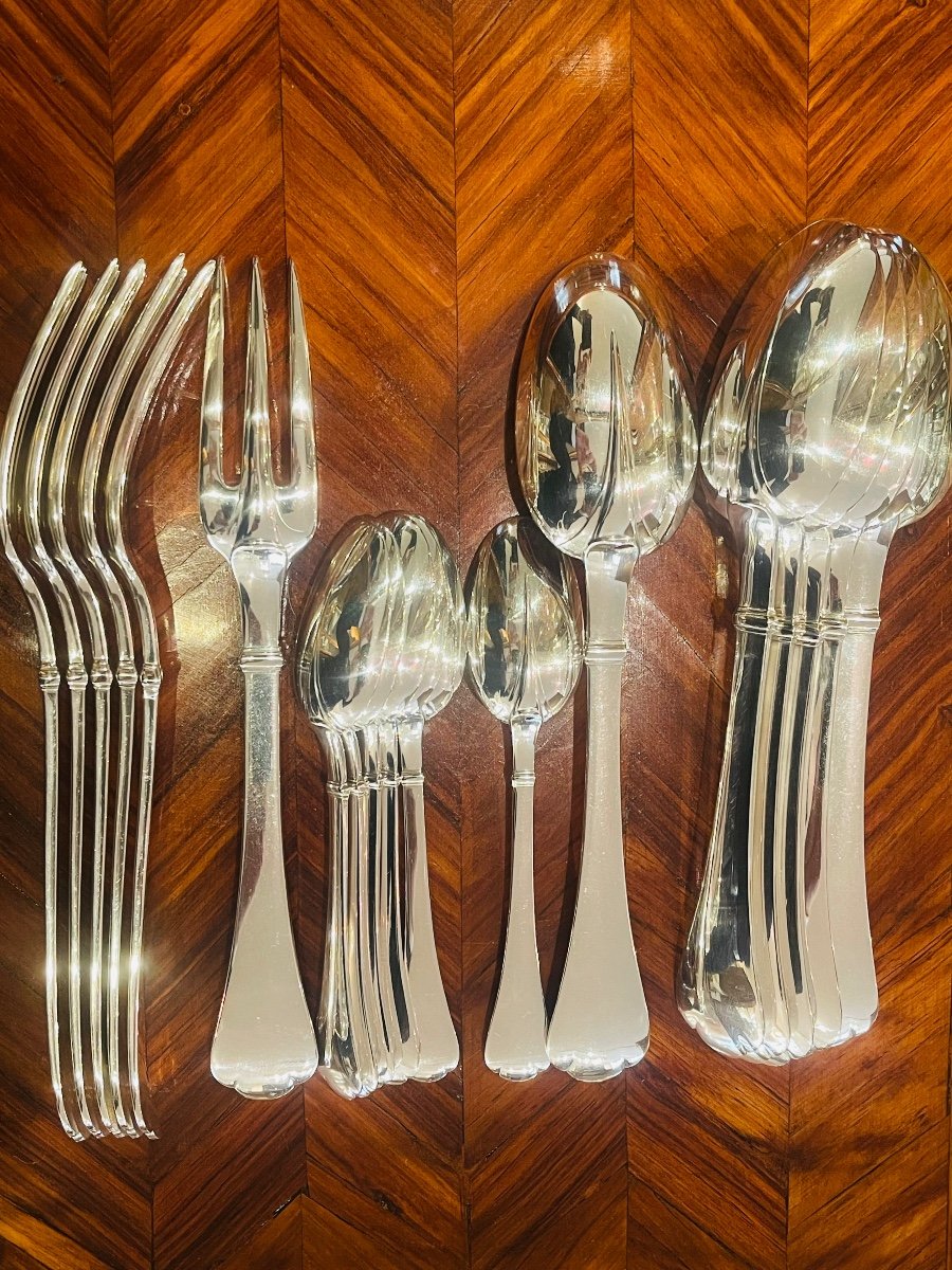 Puiforcat Rat Tail Cutlery Set For 6 Sterling Silver Minerva