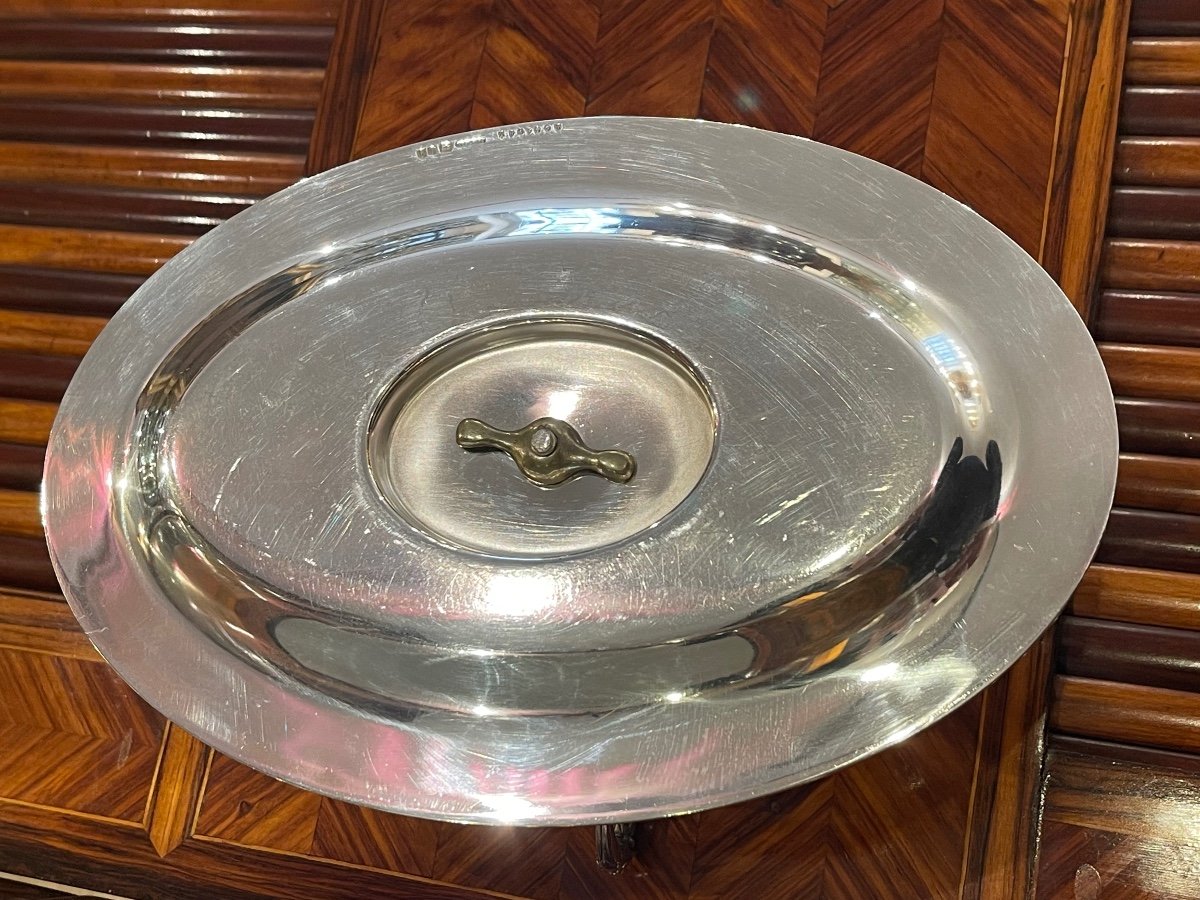 Christofle Perles Sauce Boat And Tray In Silver Metal 19th Century-photo-4