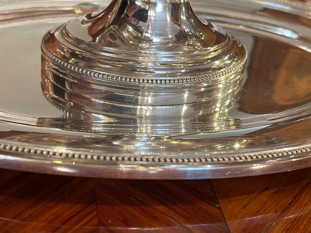 Christofle Perles Sauce Boat And Tray In Silver Metal 19th Century-photo-2