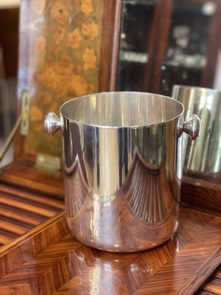 Art Deco Champagne Bucket Silver Metal Roux Et Marquiand In Lyon -photo-1