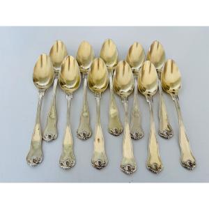 11 Small Spoons Silver Vermeil Ej