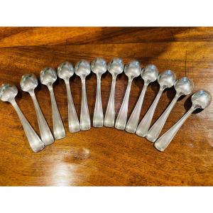 Art Deco 12 Coffee Or Mocha Spoons Silver Minerva Lapparra