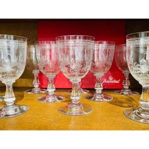 Baccarat Fougères 10 Crystal Water Glasses 1900