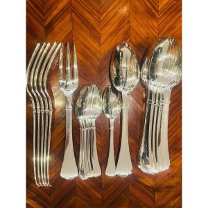 Puiforcat Rat Tail Cutlery Set For 6 Sterling Silver Minerva