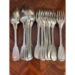 Filet Table Cutlery 7 Forks And 5 Spoons Silver Minerva 