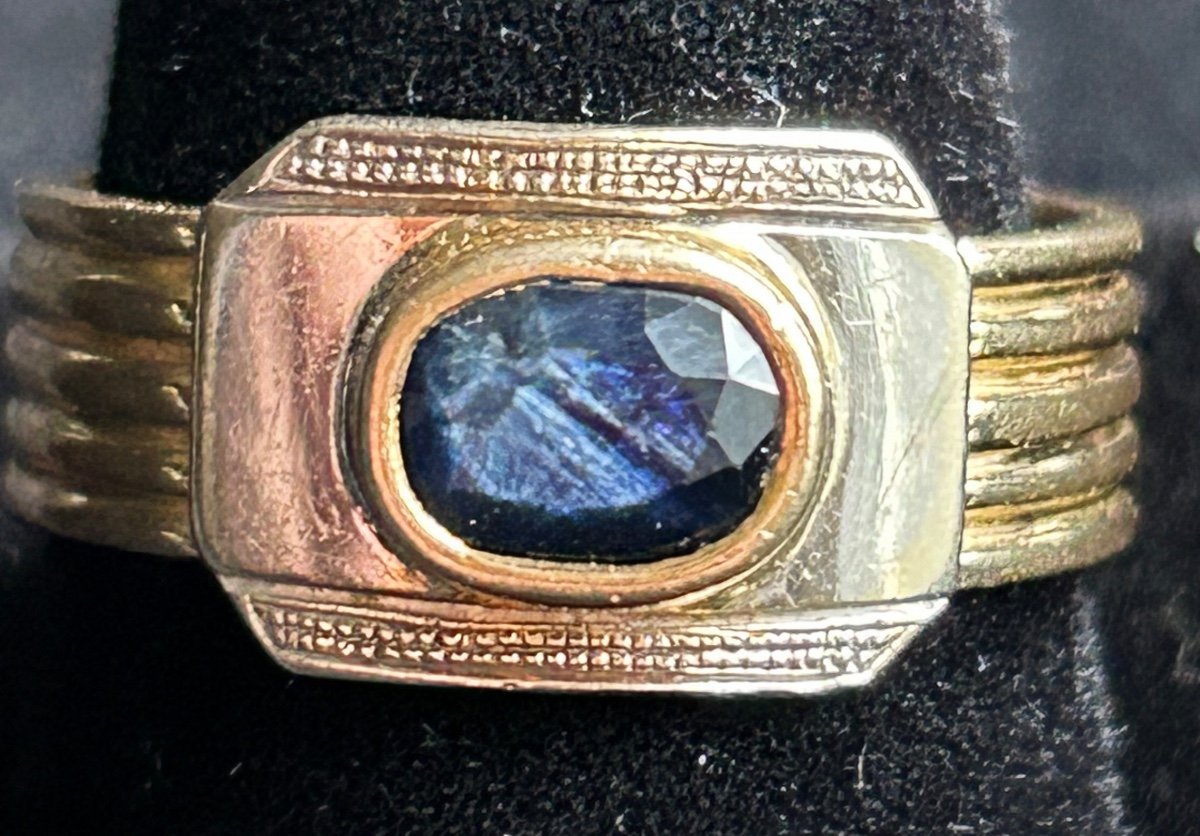 Bague Or et Saphir Bleu