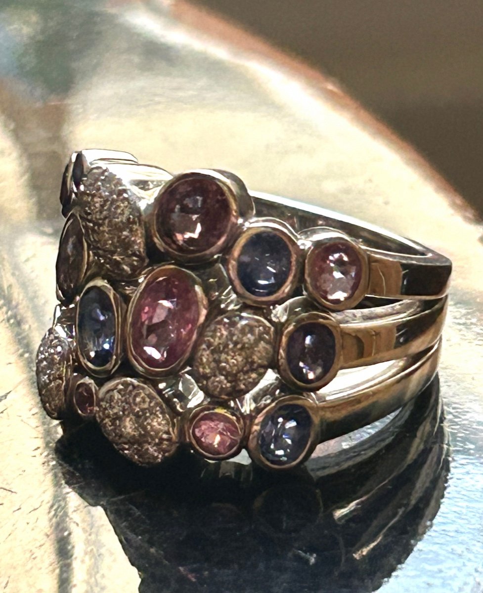 White Gold And Sapphire Cocktail Ring-photo-4