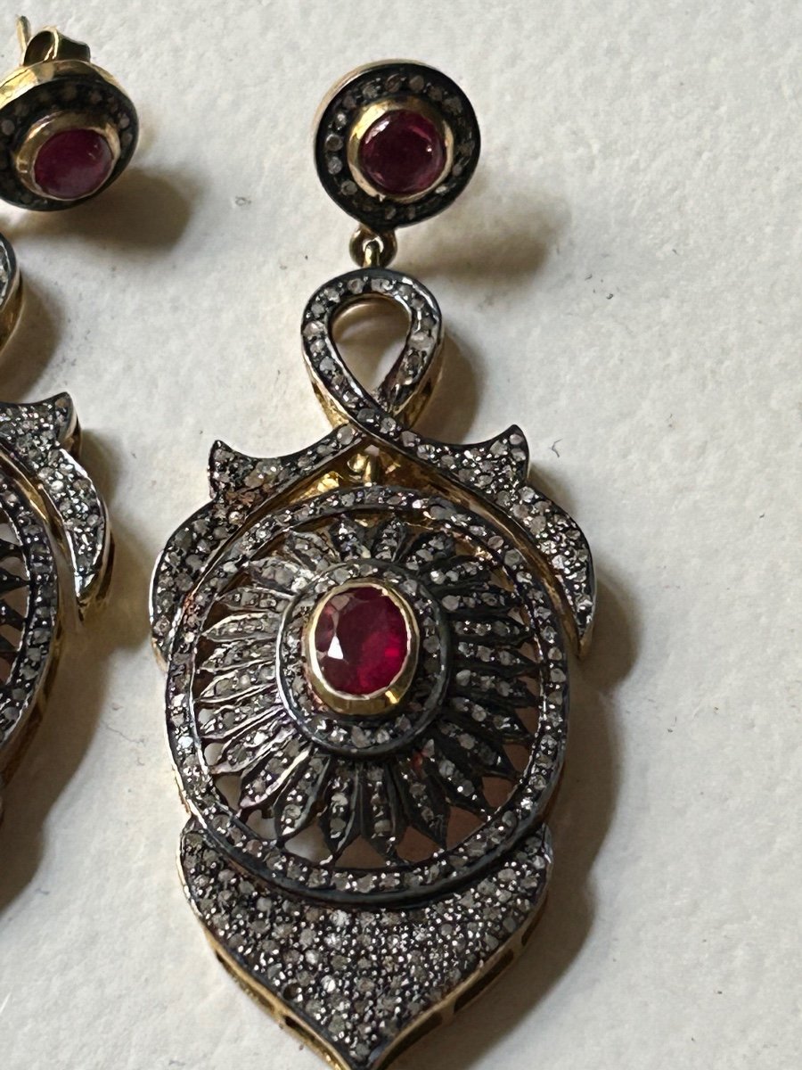 Pair Of Gold, Diamond And Ruby Earrings-photo-3