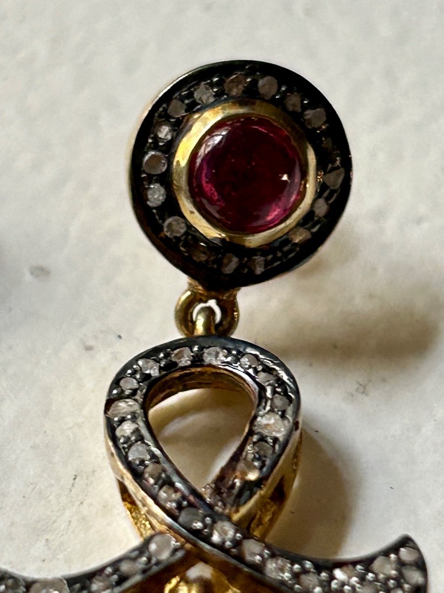 Pair Of Gold, Diamond And Ruby Earrings-photo-1