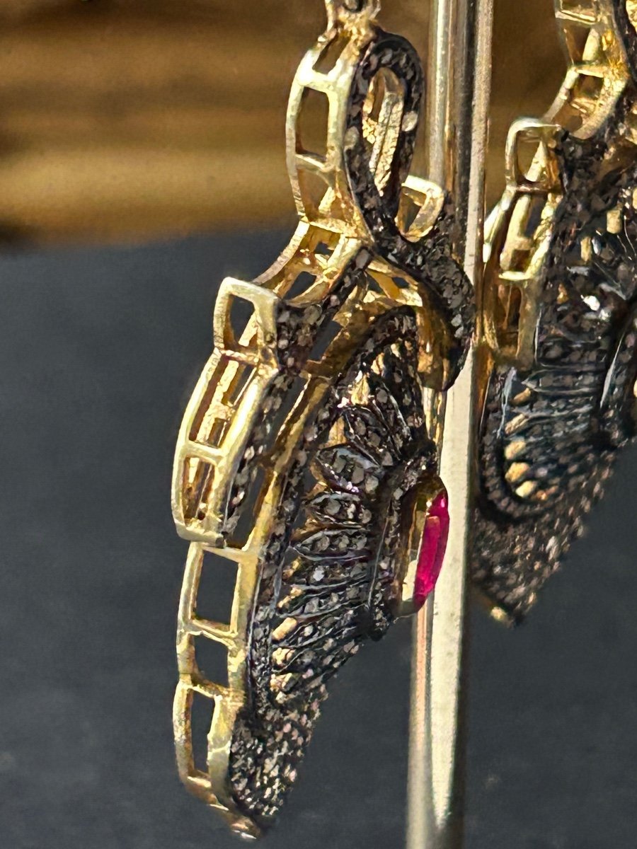 Pair Of Gold, Diamond And Ruby Earrings-photo-5