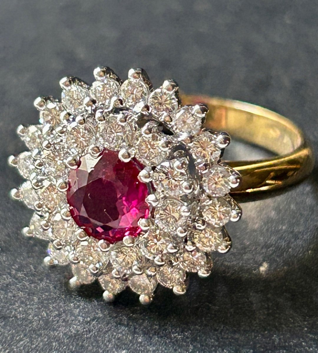 White Gold Ring, Rubies And Brilliants-photo-3