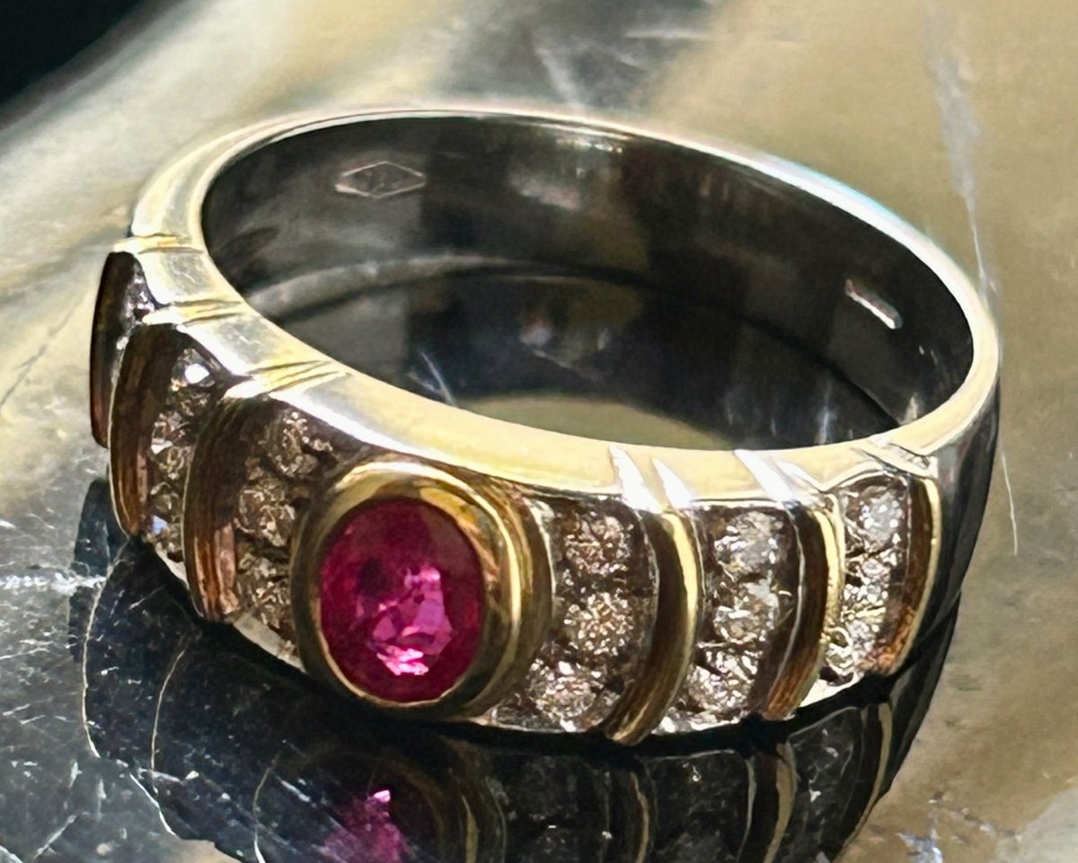 Gold Ring, Brilliants And Rubies